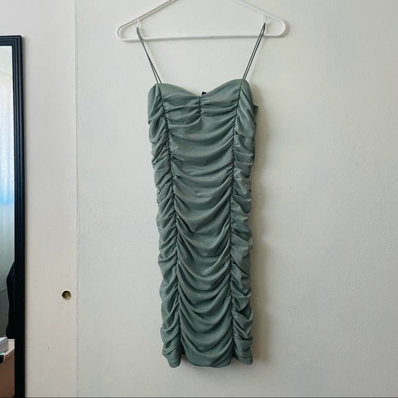 Rushed Party Dress with Spaghetti Straps - Picture 2 of 2